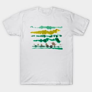 Watercolor Soft Nautical Lines Green Gold T-Shirt